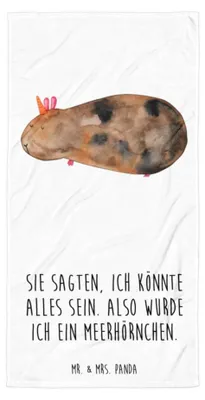 Produktbild von Mr. & Mrs. Panda Strandtuch Einhorn Meerschweinchen - Weiß - Geschenk, Unicorn, Strandlaken, Einhörner, Duschtuch, Reisehandtuch, Handtuch, Meerhörnchen, Badehandtuch