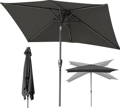 Produktbild von Aopunly Sonnenschirm Rechteckig,Kurbel Knickbar Eisen Balkonschirm Marktschirm,neigbar,1.4x2.1m,Grau