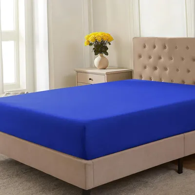 Produktbild von Spannbettlaken 180 x 200 cm, 100 % Baumwolljersey, -, für Matratzen bis 25 cm Höhe, dunkelblau