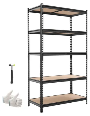 Produktbild von Schwerlastregal Lagerregal - Metall-Steckregal - Tragkraft 1134 kg - 5 Verstellbare MDF-Böden - Teilbar als Werkbank - 102,5 x 51,7 x 181,3 cm - Für Keller Garage Werkstatt