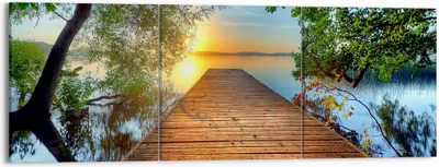 Produktbild von Bild auf Leinwand - Leinwandbild - Brücke See - 150x50cm - Wand Bild - Wanddeko - Wandbilder - Leinwanddruck - Bilder - Kunstdruck - Wanddekoration - Leinwand bilder - Wandkunst - CA150x50-3528