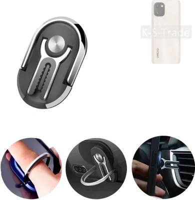 Produktbild von K-S-Trade 3in1 Smartphone-Ring Handy-Ring kompatibel mit UMIDIGI Power 7 Fingerhalterung  Handyring Tischständer Lüftungsgitter-Halterung Tisch