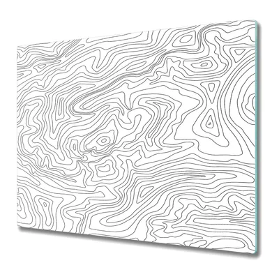 Produktbild von Schneidebrett für die Küche - Glasschneidebrett - Herdabdeckung - 60x52 - Topographische Kartenlinie