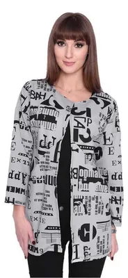 Produktbild von Damen Cardigan Sweater Jacke mit Druck: Grau/S/M 36/38