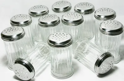 Produktbild von 12 Stück Gewürzstreuer aus Glas mit Edelstahldeckel 300 ml