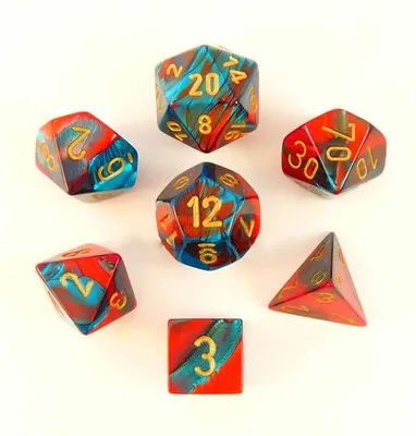 Image de Chessex Würfelset Red-Teal avec or Gemini Polyhedral 7