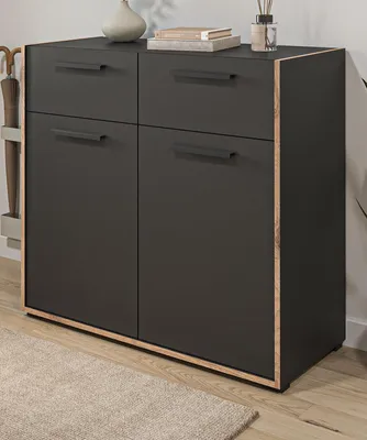 Produktbild von Schuhschrank "Salud" in grau und Nox Eiche Flur Kommode 95 x 86 cm