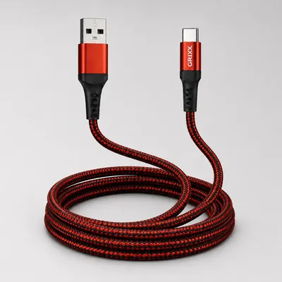 Productafbeelding van Grixx laadkabel USB-A naar USB-C 3 m USB 2.0 laden en data rood-zwart