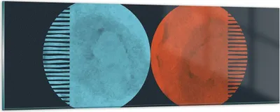 Produktbild von Bilder auf glas - Einteilig - Abstraktion Blau Rot - 90x30cm - Glasbilder - Wandbilder - Bilder - zum Aufhängen bereit - Wanddekoration aus Glas - Glas Bilder - Wandbild auf Glas - GAB90x30-4720