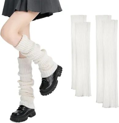 Produktbild von Konvolut aus 2 Paar gestrickten Stulpen für Damen und Mädchen, Winterstiefel im 90er-Jahre-Stil