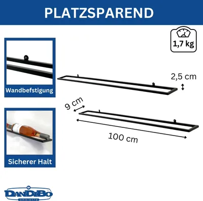 Zdjęcie produktu dla Dandibo Stojak na wino Metalowa ściana 6 butelek Czarna Linea Zestaw 2 pływających stojaków na wino Stojak na butelki Wąski