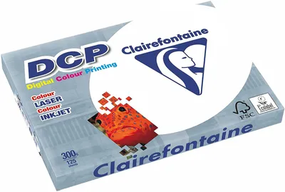 Produktbild von Clairefontaine 3802C Druckerpapier DCP Premium Kopierpapier für farbintensiven Bilderdruck, DIN A3, 29,7 x 42cm, 300g, 1 Ries mit 125 Blatt, Weiß
