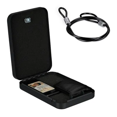 Produktbild von Relaxdays Sicherheitsbox abschließbar, 2 Schlüssel, tragbar, Sicherungskabel, Autosafe, Stahl, HBT: 5x17x25 cm, schwarz