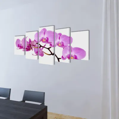 Produktbild von vidaXL Bilder Dekoration Set Orchidee 100 x 50 cm