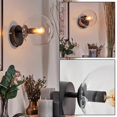 Produktbild von Cesaro Wandlampe aus Metall/Glas in Schwarz/Klar