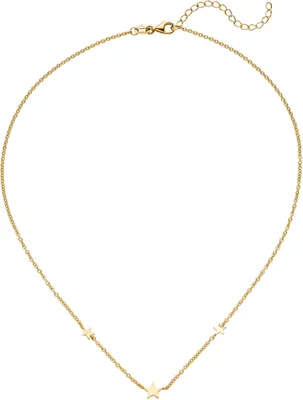 Produktbild von Collier Rundankerkette mit 3 Anhängern Sterne aus 925 Silber vergoldet 38-43cm