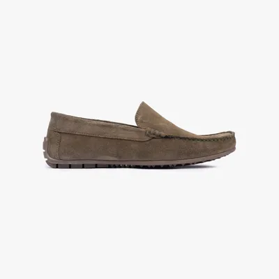 Produktbild von Omnio Herren Slipper, Modell "Bengt", in Armeefarben, aus Wildleder