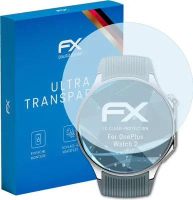Produktbild von atFoliX FX-Clear 3x Schutzfolie kompatibel mit OnePlus Watch 2 Displayschutzfolie