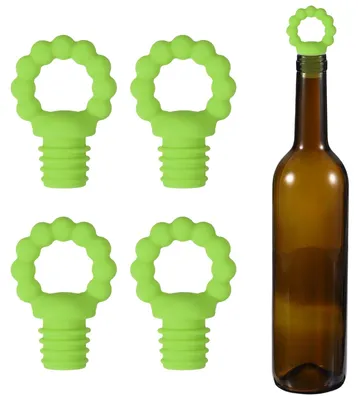 4 Silikon-Flaschenverschlüsse, wiederverwendbar, auslaufsicher, wiedgrün