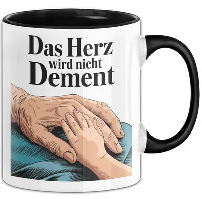 Produktbild von Krankenschwester Pflege Betreuung Tasse Geschenk Lustige Geschenkidee Spruch Das Herz Wird Nicht Dement (Schwarz)