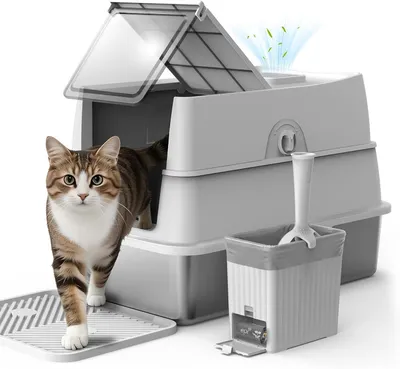 Productafbeelding van Kattenbak van roestvrij staal, 58 cm, hygiënisch, geschikt voor huiskatten