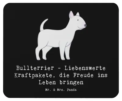 Produktbild von Mr. & Mrs. Panda Mousepad Bullterrier Kraftpaket - Schwarz - Geschenk, mousematte, Mouse Pad, mauspad laptop, Hunderasse, Hundeliebhaber, computer, Hunderassen, Energie