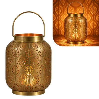 Produktbild von Windlicht Baghira, 26 cm, Goldfarben und Kupferfarben, traditionelles Design