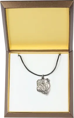 Image de Bulldog anglais I - Collier pour chien dans un coffret cadeau, médaillon argenté pour les amateurs de chiens, pendentif original de la marque Art-Dog