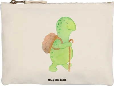 Produktbild von Mr. & Mrs. Panda Kosmetiktasche Schildkröte Wanderer Größe M - Weiß - Geschenk, Rucksack, Schlampermäppchen, Motivationssprüche, Schlamper, Entpannt, Schildkröten, Pouch