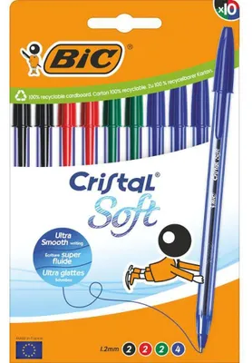 Immagine prodotto di BIC 516359 BIC Kugelschreiber Cristal Soft transparent Schreibfarbe farbsortiert, 10 St.