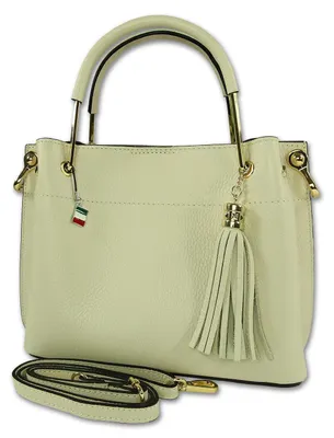 Produktbild von Florence Leder Tasche Damen Umhängetasche Handtasche beige 30x13x21cm inklusive Italien Flagge D2OTF157I