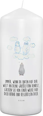 Produktbild von Mr. & Mrs. Panda Kerze Zur Trauer Pinguin Großeltern - Weiß - Für, Opa, Oma, Verstorbene, Trauerkarte, Trauerkerze, Beileidskarte, Gedenkkerze, Kondolenzkerze, Verlust