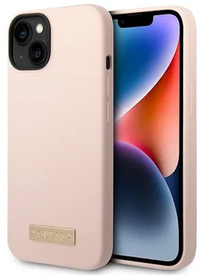 Produktbild von Guess Silikon-Logoplatte MagSafe - Hülle für iPhone 14 (Rosa)