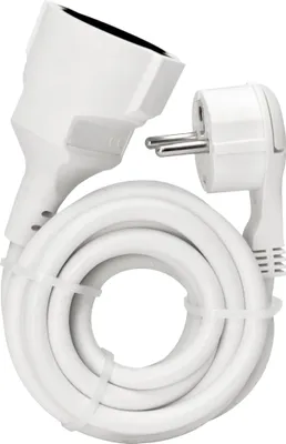 Produktbild von Kopp Strom-Verlängerung Schutzkontakt Winkelstecker extra flach, weiß, 2m