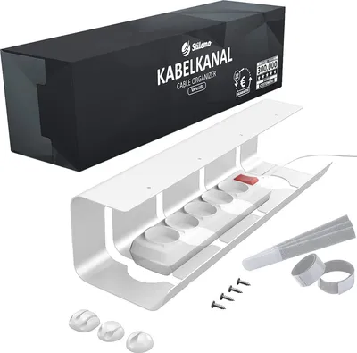 Obrázok produktu pre stilemo Stilemo Káblový žľab Stolný - Držiak káblov 43 CM - Organizér káblov s nosnosťou 5 KG - Biely