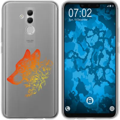 Produktbild von PhoneNatic Case kompatibel mit Huawei Mate 20 Lite Silikon-Hülle Floral Wolf M3-2