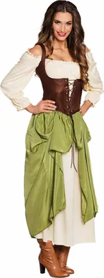 A woman wearing a peasant costume.