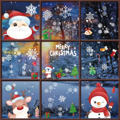 Produktbild von Fensterbilder Weihnachten Schneemann 222 Stück PVC Statisch Ablösbar Wiederverwendbar Bunt
