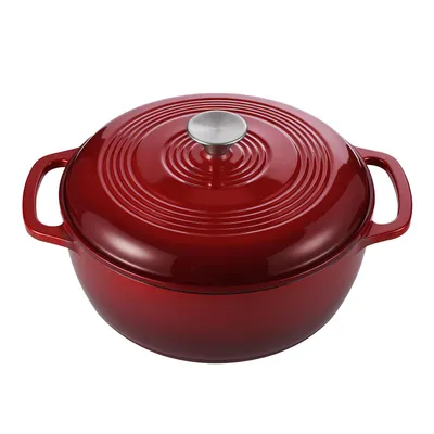 Produktbild von 6L Gusseisen Topf Schmortopf mit Deckel emailliert Bräter Kochtopf Brottopf Brotbacktopf 28cm für Küche Backen Schmoren Braten