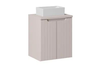 Produktbild von Badmöbel-Set Aufsatzwaschbecken & Unterschrank (50 cm 2 Türen) Mit Arbeitsplatte50 cm , Nova Cashmere N BM165 - Kaschmir/Matt