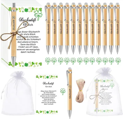 Productafbeelding van Sets gelukspennen - Set van 12 - Afscheidsgeschenken - Bedankgeschenken - Bedankjes voor al deze cadeauset - Collega's