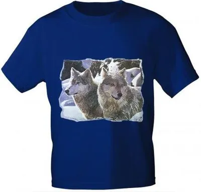Produktbild von T-Shirt mit Print - Wölfe - 10818 - versch. Farben zur Wahl - Gr. S-2XL Color - Royal Größe - L