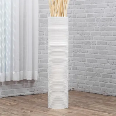 Produktbild von Leewadee Hohe Bodenvase 85 cm aus Mangoholz in weiß