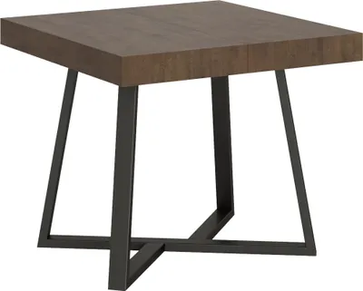 Image de ITYHOME - Table extensible 90/194x90 cm Zeplir noyer pieds anthracite