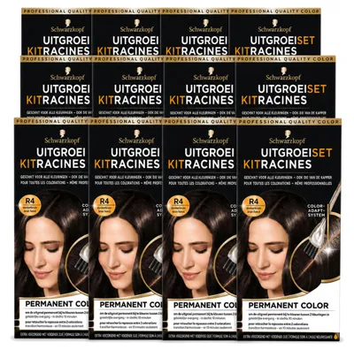 Imagen del producto de 12 unidades del set Schwarzkopf para retocar el color de la raíz - Castaña oscura - Paquete económico - 12 piezas