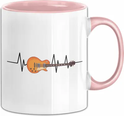 Produktbild von Gitarrenspieler Geschenk Tasse Gitarre Herzschlag Kaffee-Becher (Rosa)
