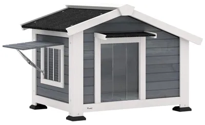 Produktbild von Hundehütte Wetterfest für Mittelgroße Hunde 98 x 76 x 69,5 cm Grau