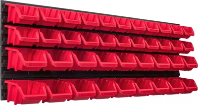 Immagine prodotto di Sistema di stoccaggio Scaffale da officina | 115 x 39 cm | 40 pezzi. Scatola | Scaffale a muro con contenitori impilabili - Pannelli a muro Scaffale extra resistente Scaffale portautensili Scaffale da officina Scaffale da garage