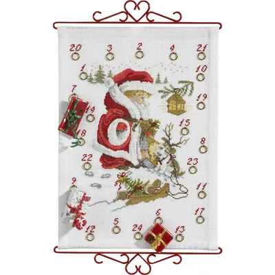 Produktbild von Eva Rosenstand Kreuzstich Set Adventskalender: Junge mit Hund - 32x45cm