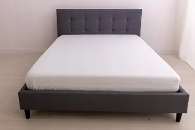 Zdjęcie produktu dla Łóżko 160x200 z materacem, stelażem, wezgłowiem, szary tkanina, NERI